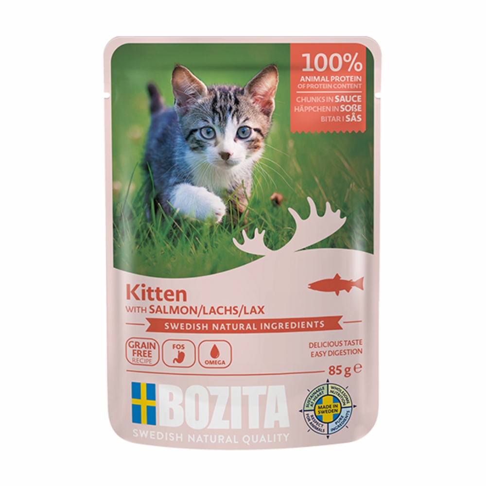 Mokra karma dla kociąt w sosie z łososiem 85g